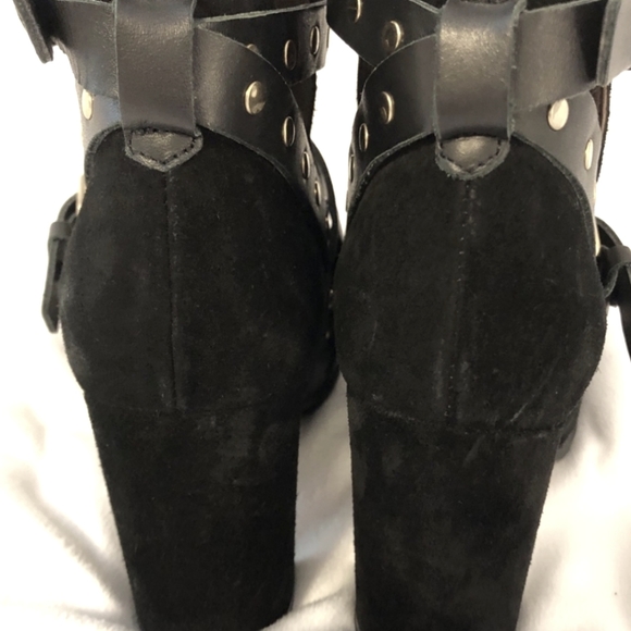 Topshop Suede Moto Strappy Buckle Booties - Picture 6 of 9